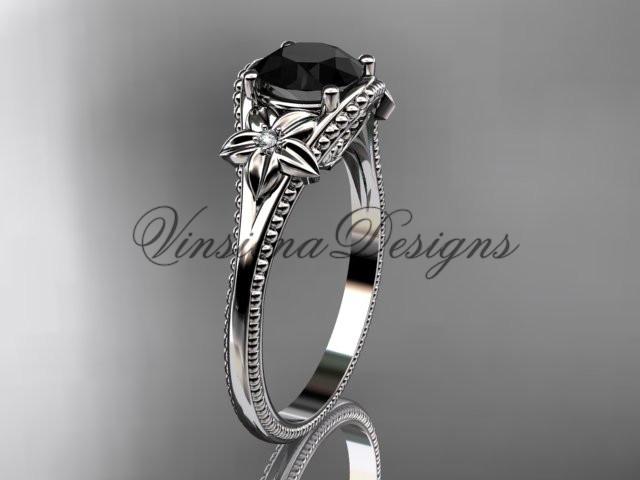 platinum diamond unique engagement ring, Enhanced Black Diamond ADLR375P