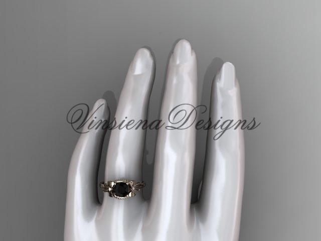 14k rose gold  diamond unique engagement ring, Enhanced Black Diamond ADLR376