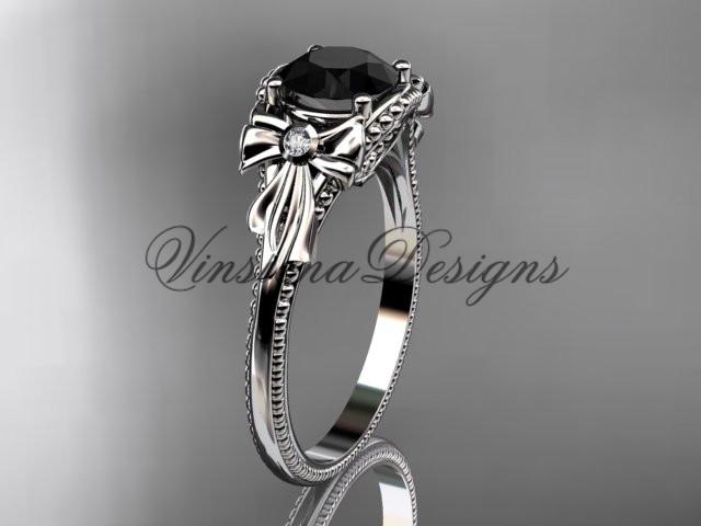 platinum  diamond unique engagement ring Enhanced Black Diamond ADLR376P