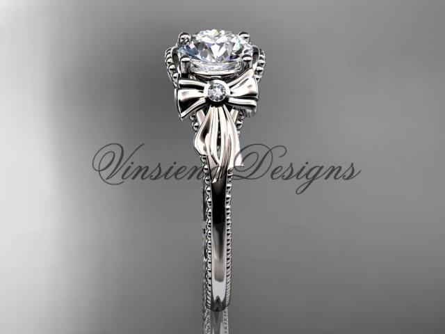 platinum leaf and flower diamond unique engagement ring ADLR376P
