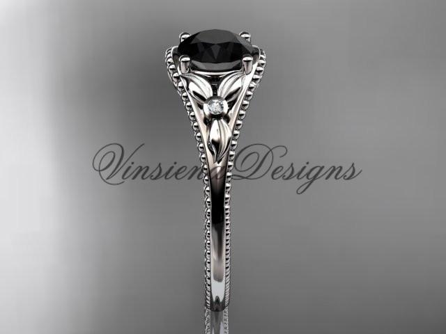 platinum diamond unique engagement ring Enhanced Black Diamond ADLR377