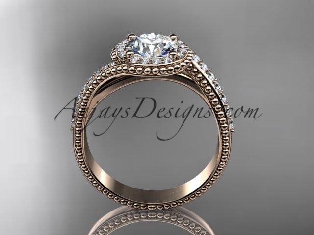 14kt rose gold halo diamond engagement ring ADLR379 - AnjaysDesigns