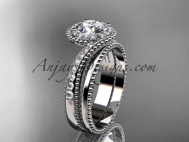 platinum halo diamond engagement set ADLR379S - AnjaysDesigns