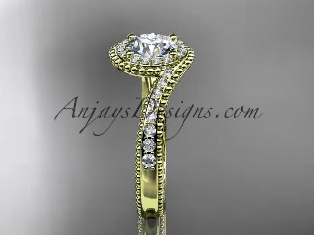 14kt yellow gold halo diamond engagement ring ADLR379 - AnjaysDesigns