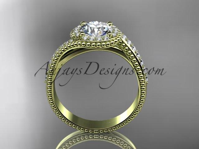 14kt yellow gold halo diamond engagement ring ADLR379 - AnjaysDesigns