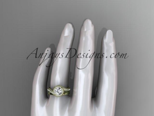 14kt yellow gold halo diamond engagement set ADLR379S - AnjaysDesigns