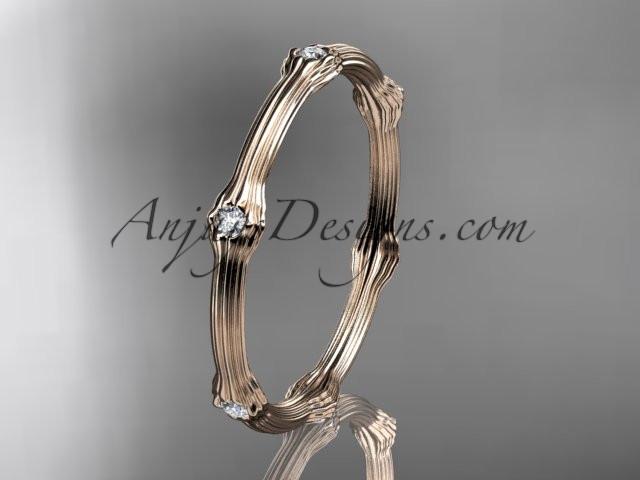14k rose gold diamond vine wedding ring, engagement ring ADLR37 - AnjaysDesigns