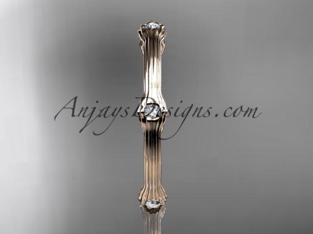 14k rose gold diamond vine wedding ring, engagement ring ADLR37 - AnjaysDesigns