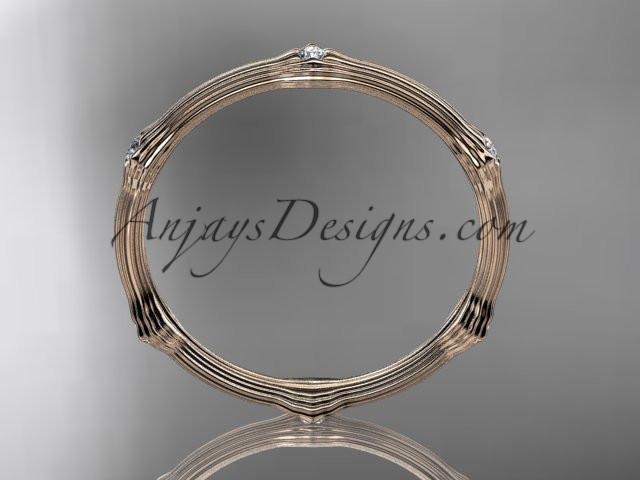 14k rose gold diamond vine wedding ring, engagement ring ADLR37 - AnjaysDesigns