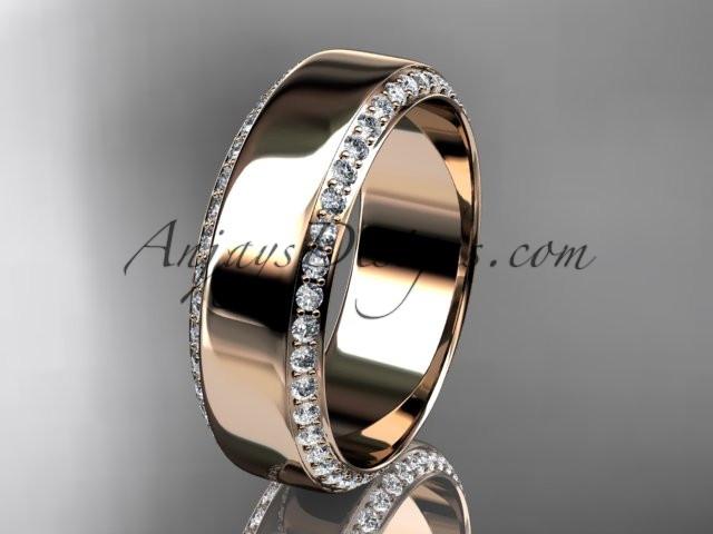 14kt rose gold classic wedding band, diamond engagement ring ADLR380B - AnjaysDesigns