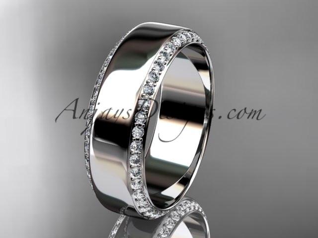 platinum classic wedding band, diamond engagement ring ADLR380B - AnjaysDesigns