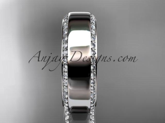 platinum classic wedding band, diamond engagement ring ADLR380B - AnjaysDesigns