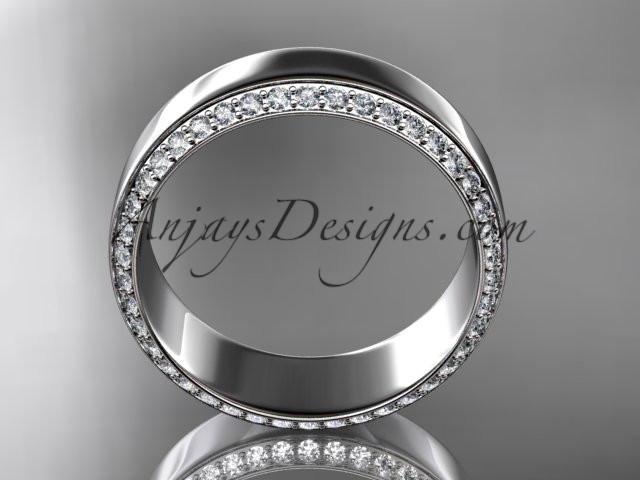 14kt white gold classic wedding band, diamond engagement ring ADLR380B - AnjaysDesigns