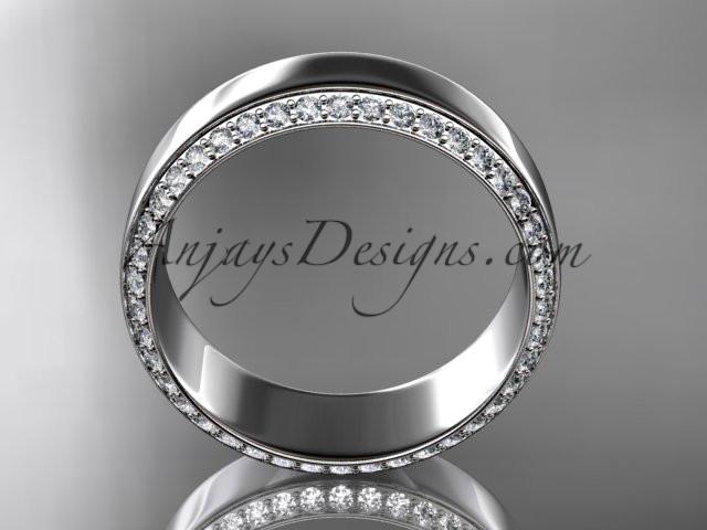 platinum classic wedding band, diamond engagement ring ADLR380B - AnjaysDesigns