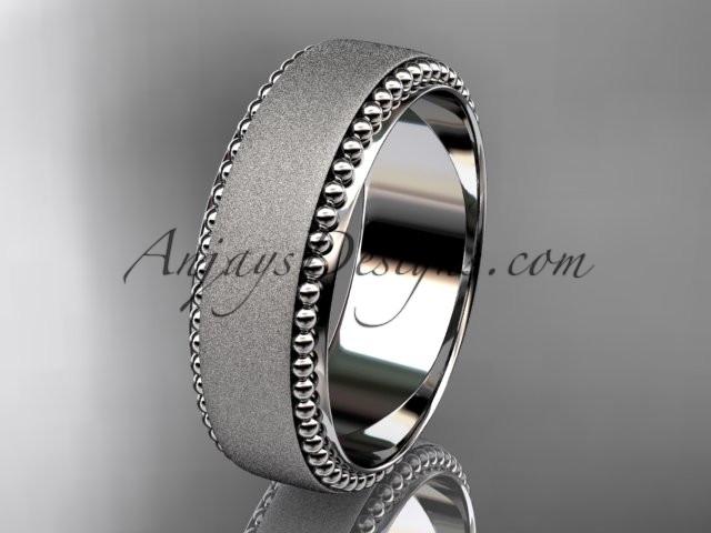 platinum matte finish classic wedding band, engagement ring ADLR380G - AnjaysDesigns