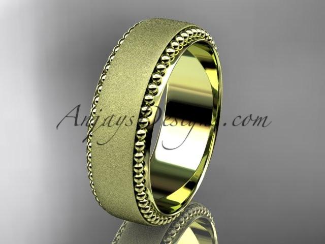 14kt yellow gold matte finish classic wedding band, engagement ring ADLR380G - AnjaysDesigns