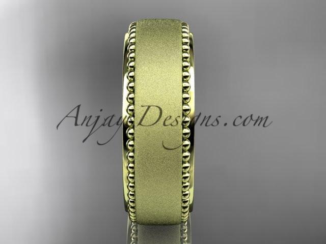 14kt yellow gold matte finish classic wedding band, engagement ring ADLR380G - AnjaysDesigns