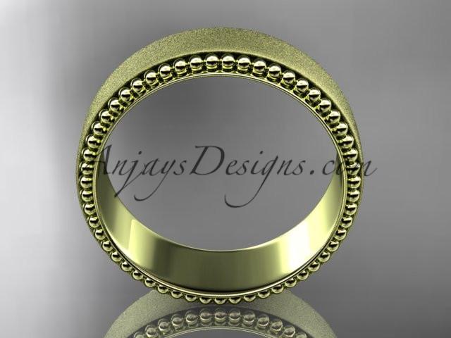 14kt yellow gold matte finish classic wedding band, engagement ring ADLR380G - AnjaysDesigns