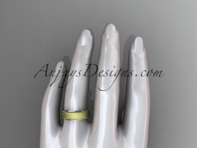 14kt yellow gold matte finish classic wedding band, engagement ring ADLR380G - AnjaysDesigns