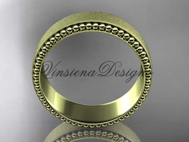 14k yellow gold matte finish classic wedding band, engagement ring ADLR380G