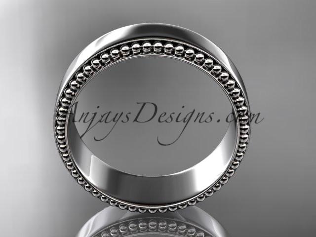 platinum leaf and vine wedding band, engagement ring ADLR380G - AnjaysDesigns