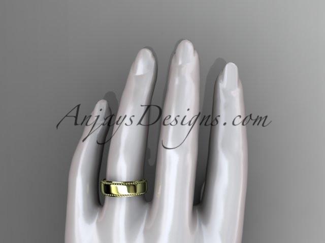 14kt yellow gold leaf and vine wedding band, engagement ring ADLR380G - AnjaysDesigns