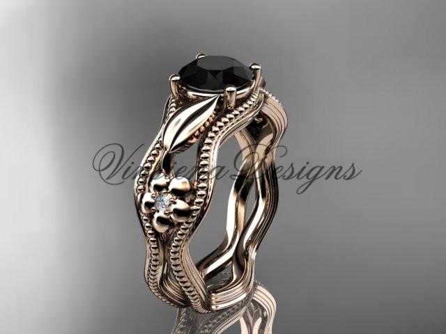 14k rose gold diamond engagement ring, Enhanced Black Diamond ADLR382