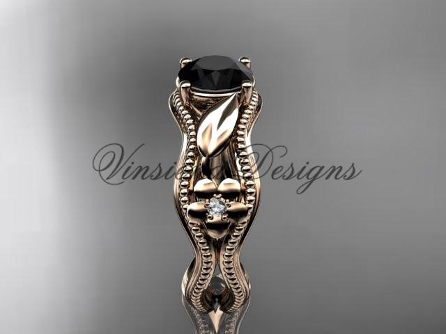 14k rose gold diamond engagement ring, Enhanced Black Diamond ADLR382