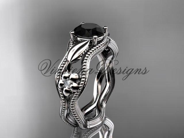 platinum diamond unique engagement ring, Enhanced Black Diamond ADLR382