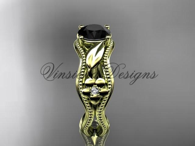 14k yellow gold diamond engagement ring, Enhanced Black Diamond ADLR382