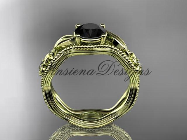 14k yellow gold diamond engagement ring, Enhanced Black Diamond ADLR382