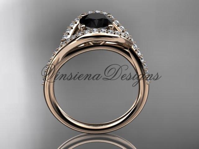 14kt rose gold diamond engagement ring, Enhanced Black Diamond ADLR383