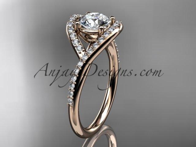 14kt rose gold diamond wedding ring, engagement ring with a "Forever One" Moissanite center stone ADLR383 - AnjaysDesigns