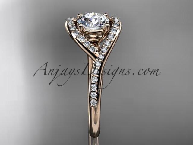 14kt rose gold diamond wedding ring, engagement ring ADLR383 - AnjaysDesigns