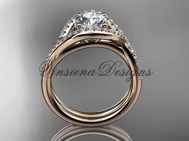 14kt rose gold diamond wedding ring, engagement ring set ADLR383S