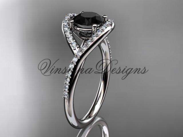 Platinum diamond wedding ring, engagement ring, Enhanced Black Diamond ADLR383