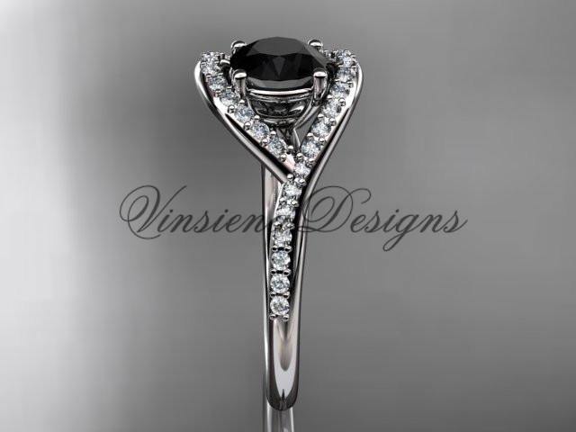 Platinum diamond wedding ring, engagement ring, Enhanced Black Diamond ADLR383
