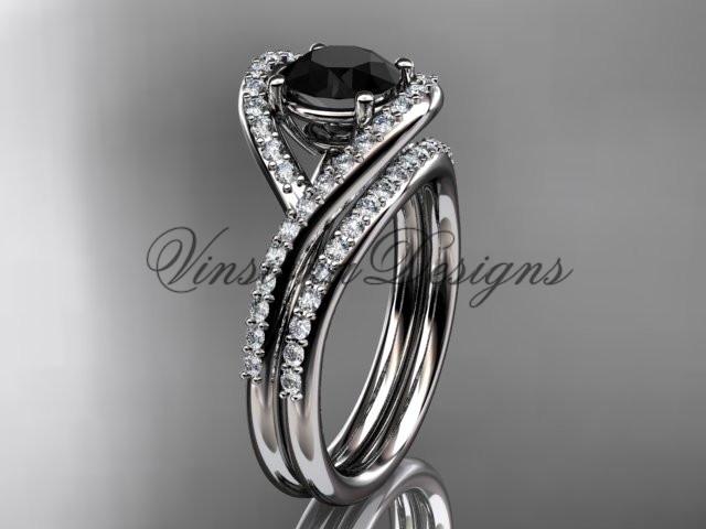 Platinum diamond engagement ring set, Enhanced Black Diamond ADLR383S