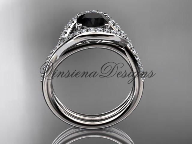 Platinum diamond engagement ring set, Enhanced Black Diamond ADLR383S