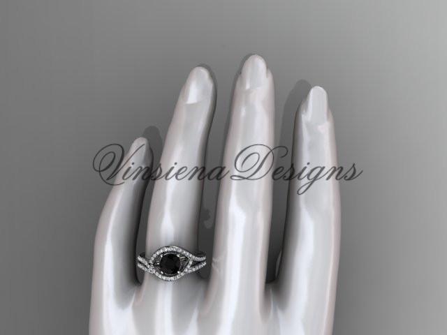 Platinum diamond engagement ring set, Enhanced Black Diamond ADLR383S