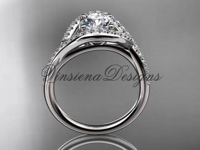 14kt white gold diamond wedding ring, engagement ring, One Moissanite ADLR383
