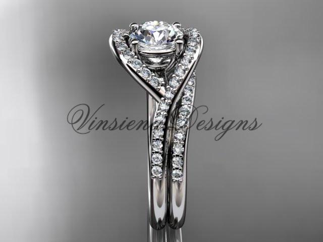 14kt white gold diamond wedding ring, engagement ring set ADLR383S