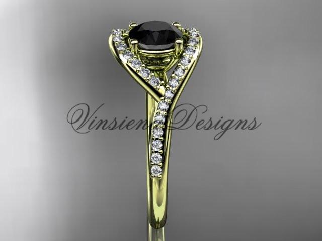 14kt yellow gold diamond engagement ring, Enhanced Black Diamond ADLR383