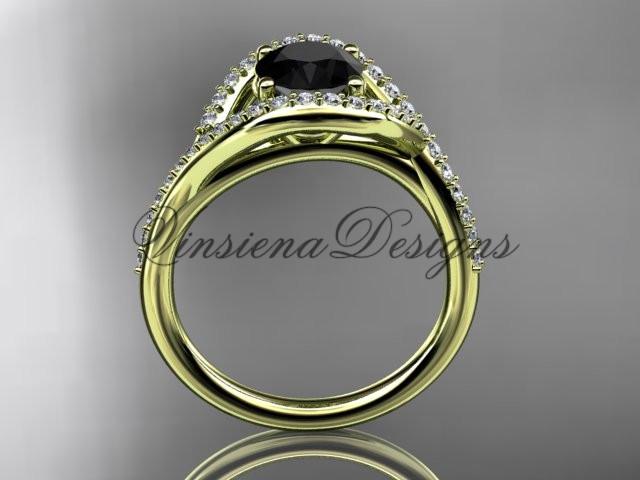 14kt yellow gold diamond engagement ring, Enhanced Black Diamond ADLR383