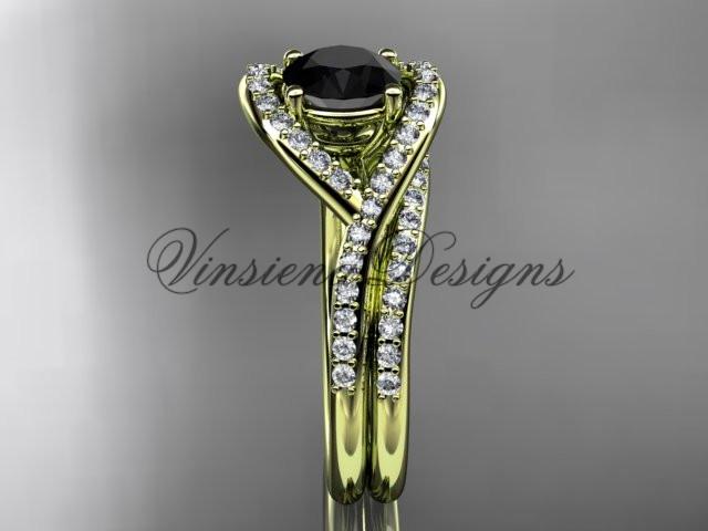 14kt yellow gold diamond engagement set, Enhanced Black Diamond ADLR383S