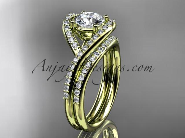 14kt yellow gold diamond wedding ring, engagement set ADLR383S - AnjaysDesigns
