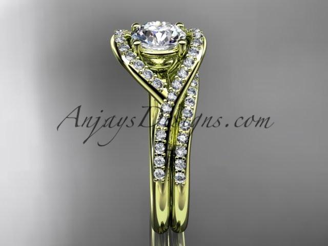 14kt yellow gold diamond wedding ring, engagement set ADLR383S - AnjaysDesigns