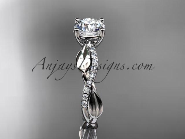 14kt white gold leaf diamond wedding ring, engagement ring ADLR385 - AnjaysDesigns