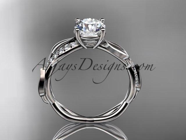 platinum leaf diamond wedding ring, engagement ring ADLR385 - AnjaysDesigns