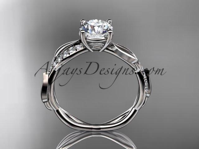 14kt white gold leaf diamond wedding ring, engagement ring ADLR385 - AnjaysDesigns